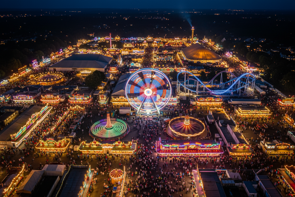 Volksfest Vogelperspektive Nacht